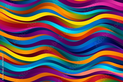 Pattern with colorful abstract lines on a seamless digital paper. Generative AI