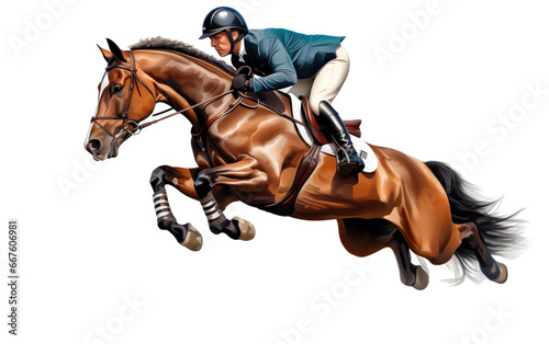Equestrian Jumping on Transparent Background. photo