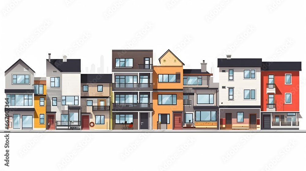 modern house exterior vector flat illustration icon set  isolate on a white background