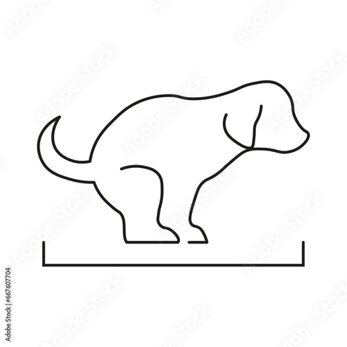 Dog toilet line icon. Pooping dog symbol. Dog toilet symbol. Vector graphics.