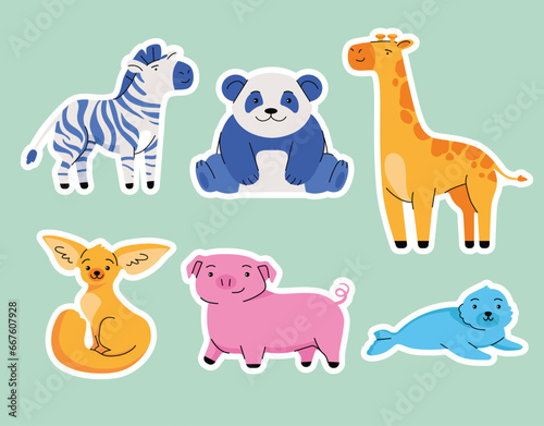 Big Set Of Animals Collection of Animals Vector. Stickers Collection Set Vector Animals Collection. Advance Cartoon Collection 