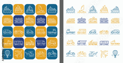 25 Transport Icons Set Templates
