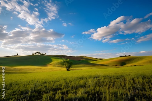 Beautiful panoramic landscape of rolling hills in Tuscany, Italy