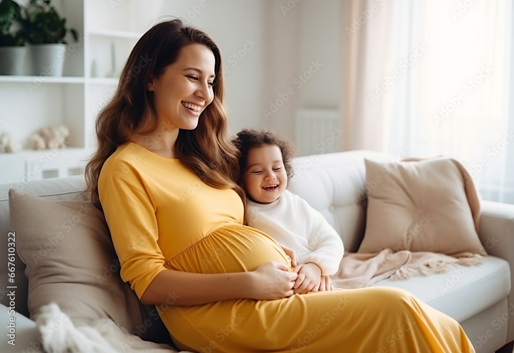 Portrait of a family with a young pregnant woman Portrait of a family with a young pregnant woman