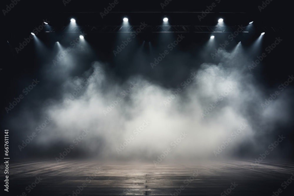 spotlights an smoke on stage background