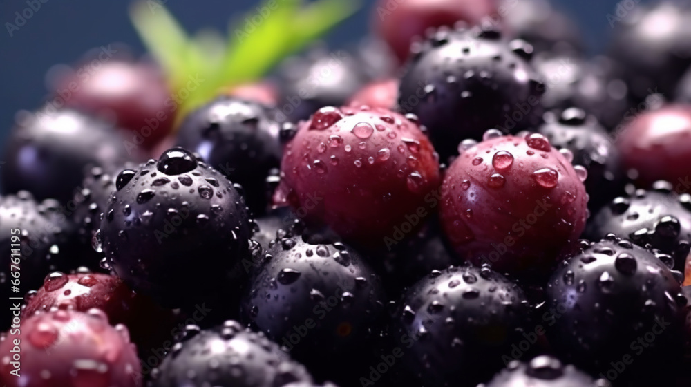 Water Drops on Group of Fresh Huckleberries As Defocused Background Close Up Image Selective Focus Water Drops on Group of Fresh Huckleberries As Defocused Background Close Up Image Selective Focus
