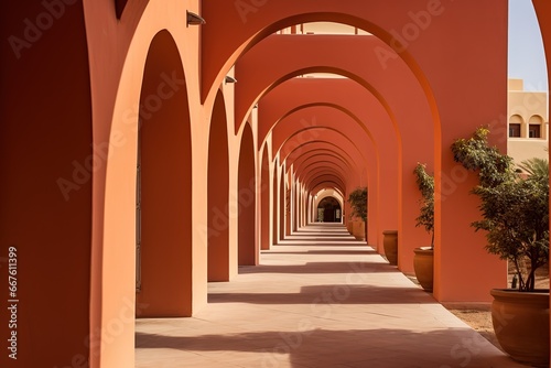 Fototapeta Arches corridor in Abu Tig Marina