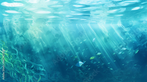 underwater sea ocean watercolor blue transparent background