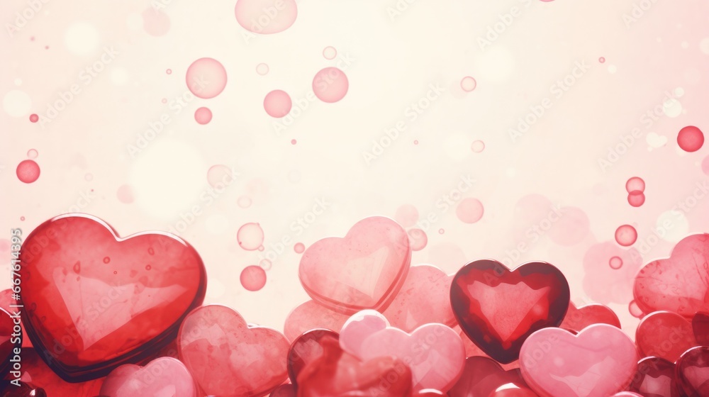 Valentines day background - abstract banner with red hearts and copy space - concept love