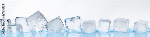 ice cubes long narrow background on white © kichigin19
