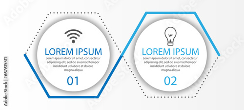 2 step infographic design, simple design with circular lines and colors, great for your business presentation