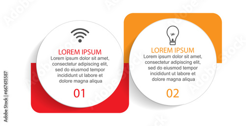 2 step infographic design, simple design with circular lines and colors, great for your business presentation