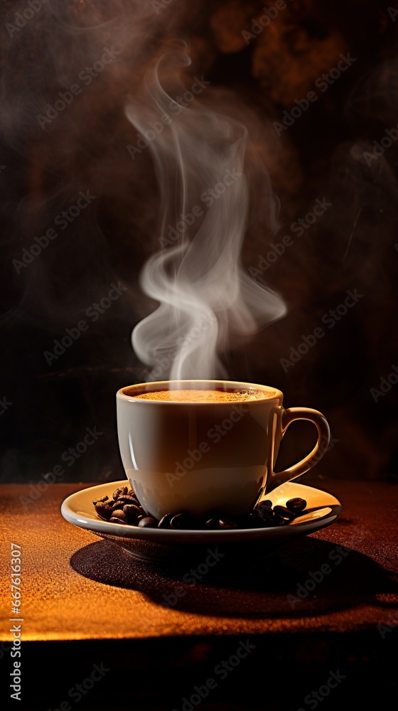 Fototapeta premium Cup of whipped hot coffee with milk