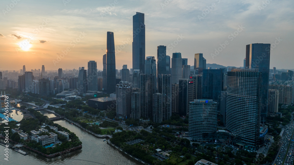 Guangzhou ,China - July 26,2023: Aerial view of landscape in Guangzhou city, China