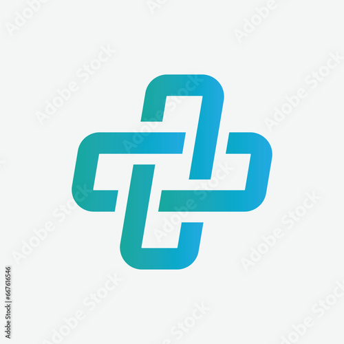 modern healthcare medical cross plus health logo design