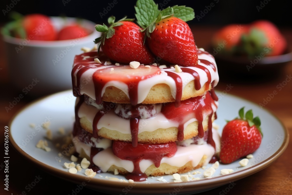 Peanut butter strawberry mini cake.