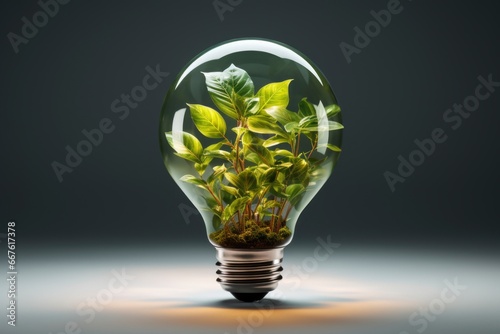 Green World Map On The Light Bulb With Green Background, Renewable Energy