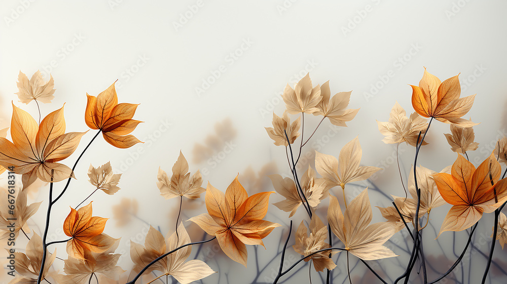 white background with copy space yellow autumn leaves layer postcard. white background with copy space yellow autumn leaves layer postcard.