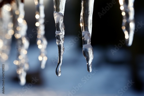 Icicles dangle like frozen diamonds from the trees frosty limbs photo