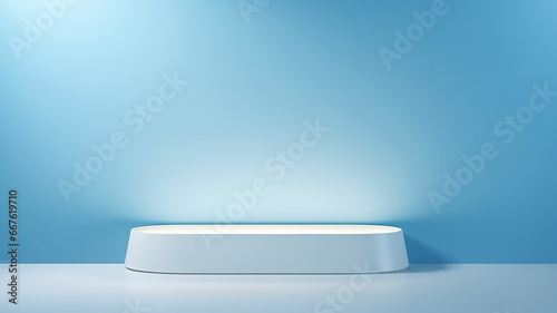 Minimal abstract light blue background for product presentation. © Yuwarin