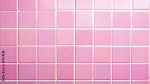 Pink tile wall chequered background bathroom floor