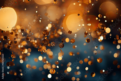 Golden yellow bokeh for background. Concept of New Year  Christmas  Party  Birthday and Anniversary.