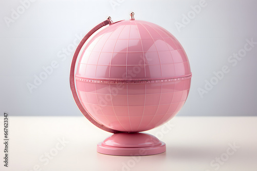 Pink globe on a white table