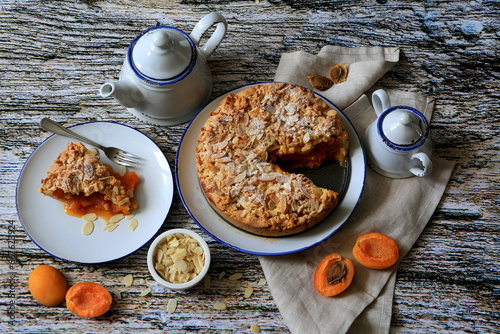 Homemade apricot pie with shortcrust pastry
 photo