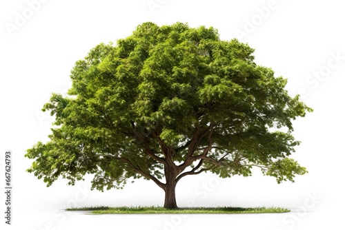 Lush leaves. Snapshot of nature bounty. Forest elegance. Tree and white background. Vibrant green leaf in isolation