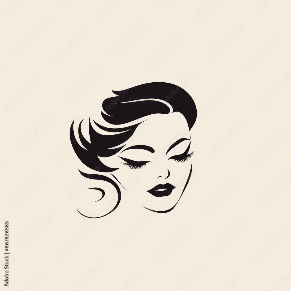 Natural cosmetics, beautiful woman's face, abstract design corporate logo