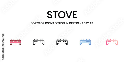 Stove icons set, color line, outline, glyph, gradient line, duo tone, icon isolate white background vector stock illustration