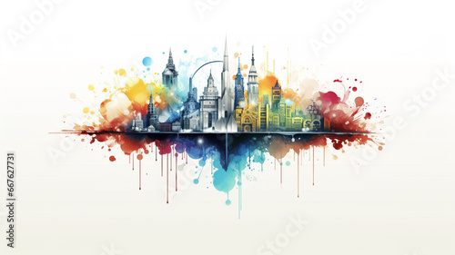Poster abstract watercolor of the city.