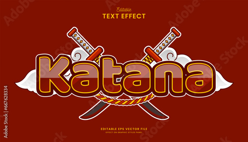 decorative editable katana sword text effect vector design