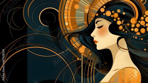 art deco girl vector backroud photo