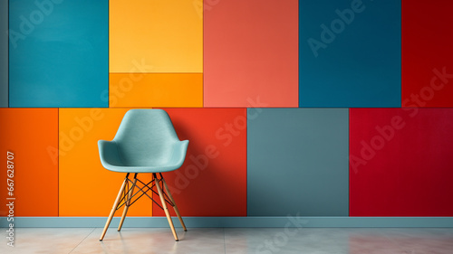 Fototapeta Naklejka Na Ścianę i Meble -  colorful wall with chair