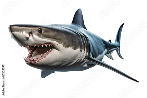shark with opened mouth isolated on white - transparent background PNG