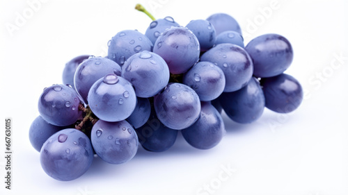 Isolated Blue Grapes Bunch on White Background