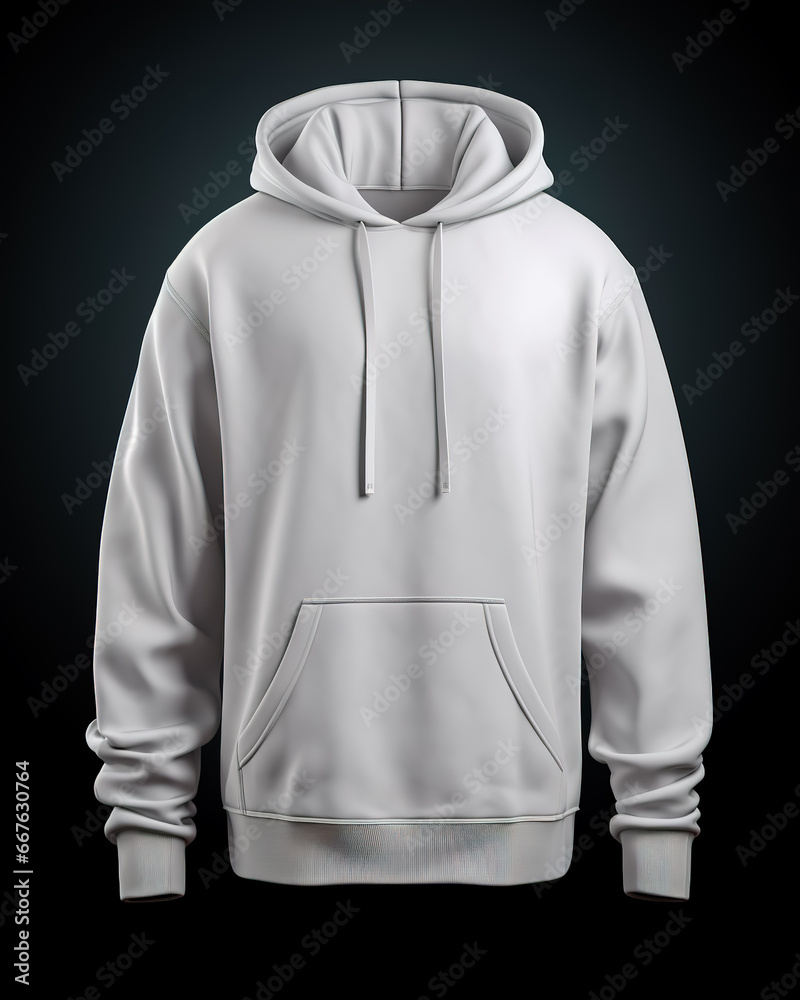White hooded hoodie on black background. White hooded hoodie on black background.