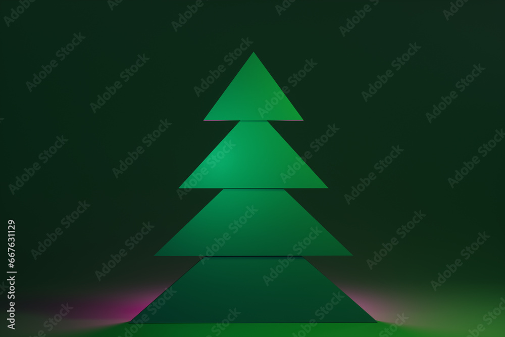 Abstract paper Christmas forest of fir trees in neon light at night. 3d render illustration Abstract paper Christmas forest of fir trees in neon light at night. 3d render illustration