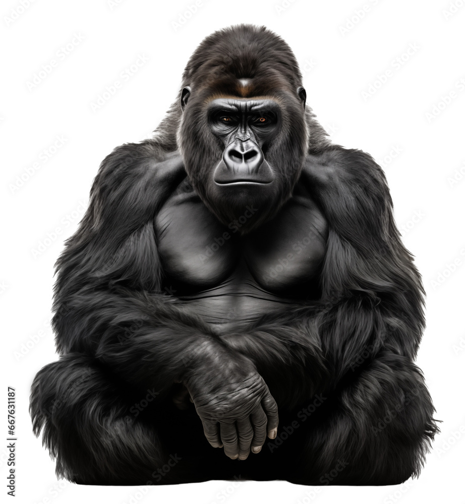 Gorilla isolated on white - transparent background PNG