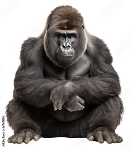 Gorilla isolated on white - transparent background PNG © 123dartist
