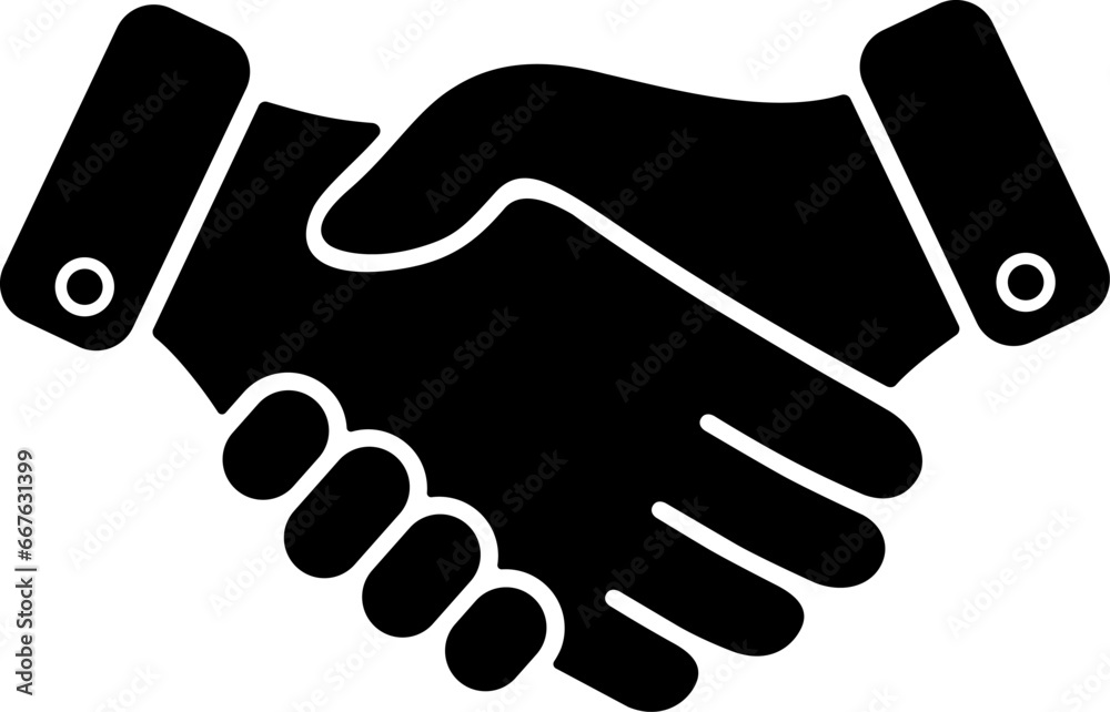 Flat icon of handshake of two hands as concept of business agreement or partnership