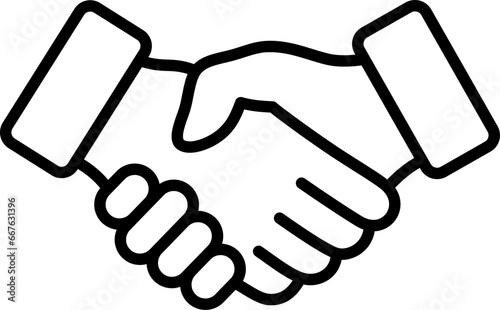 The handshake icon of two hands as concept of business trust, commitment and partnership