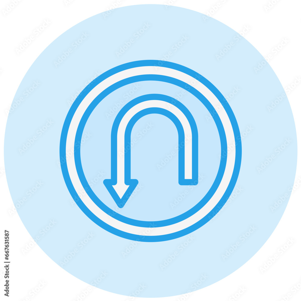 U turn Vector Icon Design Illustration U turn Vector Icon Design Illustration