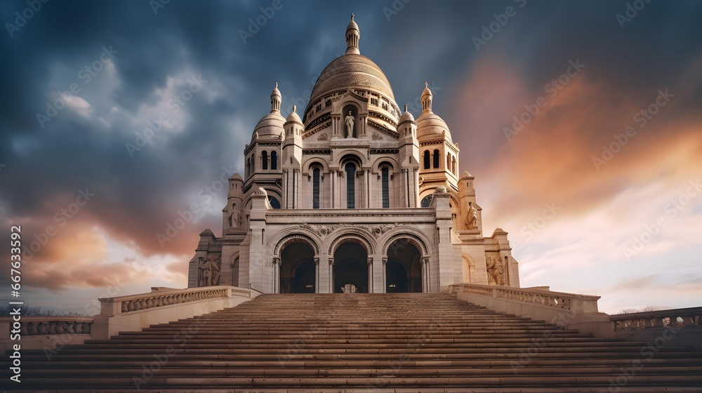 Basilica of the Sacred Heart of Paris, France. Panorama