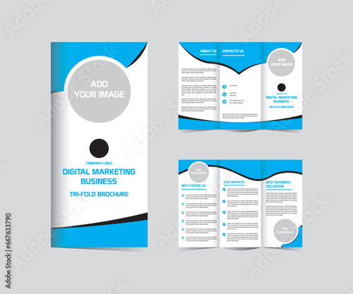 Digital marketing tri fold brochure design template