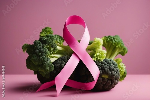 Breast cancer awareness month in October. Realistic pink ribbon symbol.	