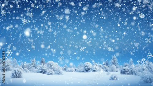 Seamless blue Christmas background with falling snow © M.Gierczyk
