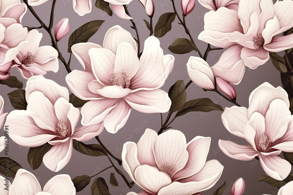 Pink seamless blossom vintage flower decorative wallpaper pattern art design