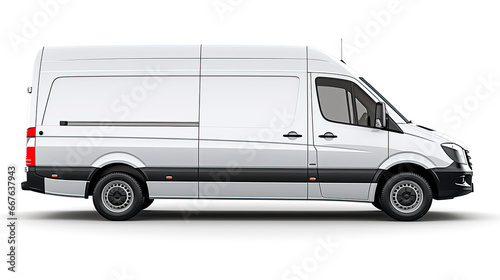 White cargo van on white background